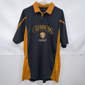 Guinness Logo Official Gray With Yellow Mesh Rugby Jersey Size XX Large  2XL